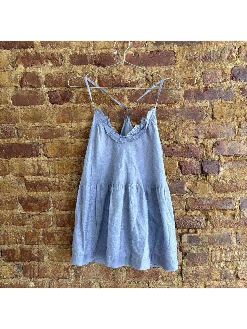 Vintage Cop.Copine Blue and Grey Babydoll Top